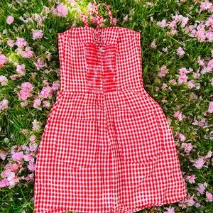 REFORMATION - mini dress red gingham with pockets front and back size 2